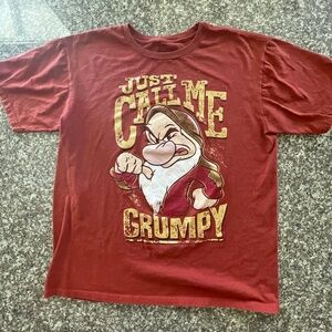Disney Men’s Tee shirt  Size Large Redish color Grumpy